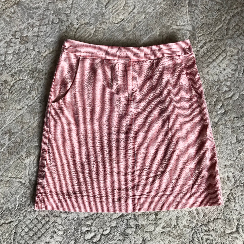 Kenar Orange and White Seersucker Skirt